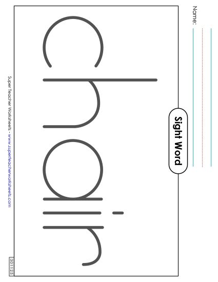 Big Trace: Chair (Printable PDF Worksheet)