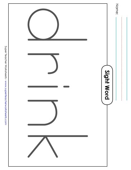 Big Trace: Drink (Printable PDF Worksheet)