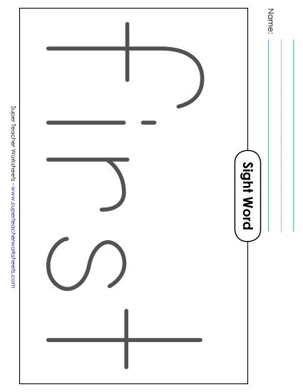 Big Trace: First (Printable PDF Worksheet)