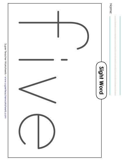 Big Trace: Five (Printable PDF Worksheet)