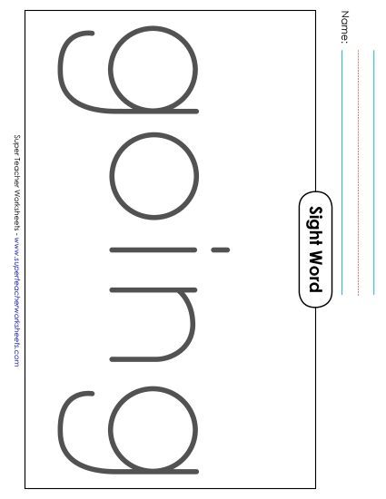 Big Trace: Going (Printable PDF Worksheet)