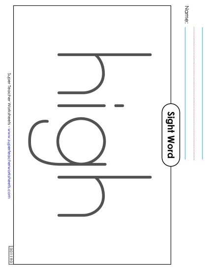 Big Trace: High (Printable PDF Worksheet)