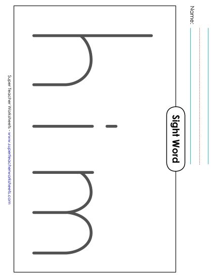 Big Trace: Him (Printable PDF Worksheet)