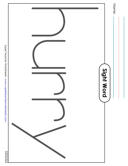 Big Trace: Hurry (Printable PDF Worksheet)