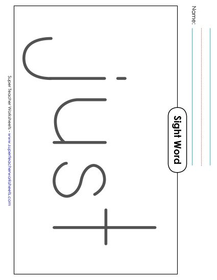 Big Trace: Just (Printable PDF Worksheet)
