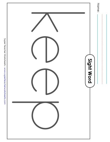 Big Trace: Keep (Printable PDF Worksheet)