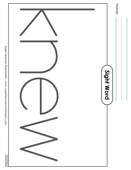 Big Trace: Knew (Printable PDF Worksheet)