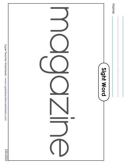 Big Trace: Magazine (Printable PDF Worksheet)