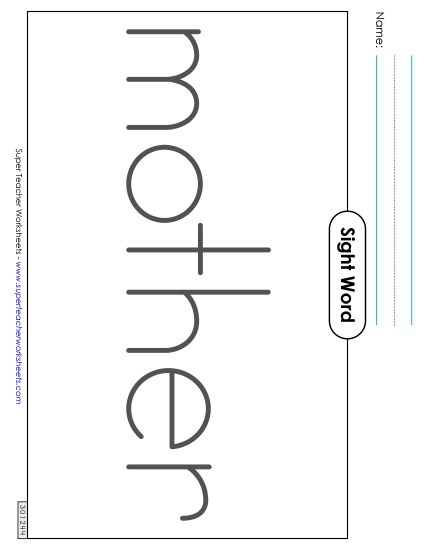 Big Trace: Mother (Printable PDF Worksheet)