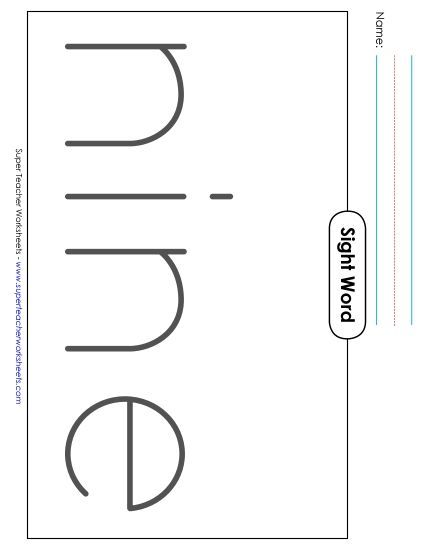 Big Trace: Nine (Printable PDF Worksheet)