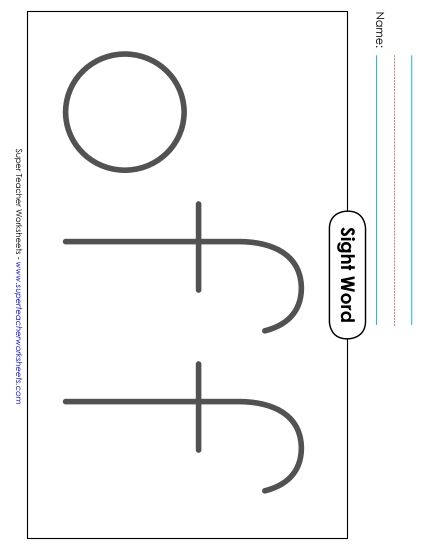 Big Trace: Off (Printable PDF Worksheet)