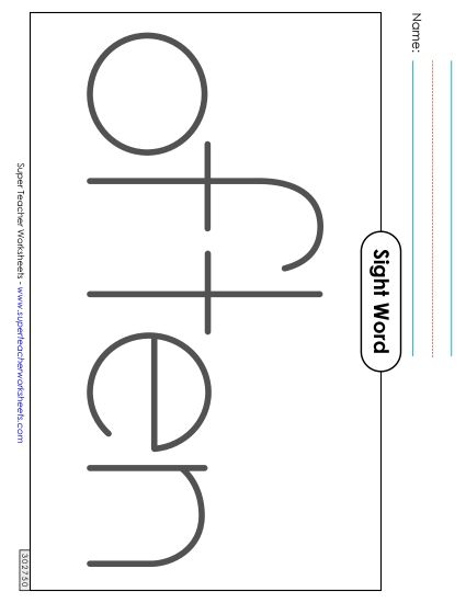 Big Trace: Often (Printable PDF Worksheet)