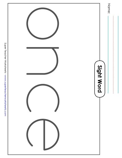 Big Trace: Once (Printable PDF Worksheet)