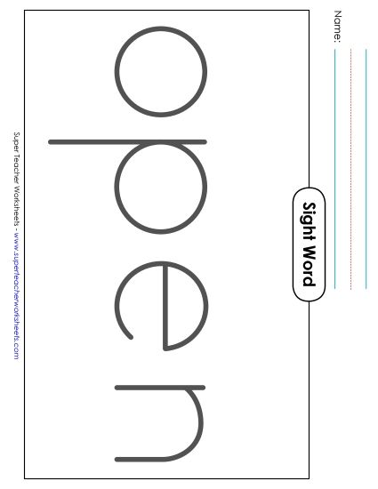 Big Trace: Open (Printable PDF Worksheet)