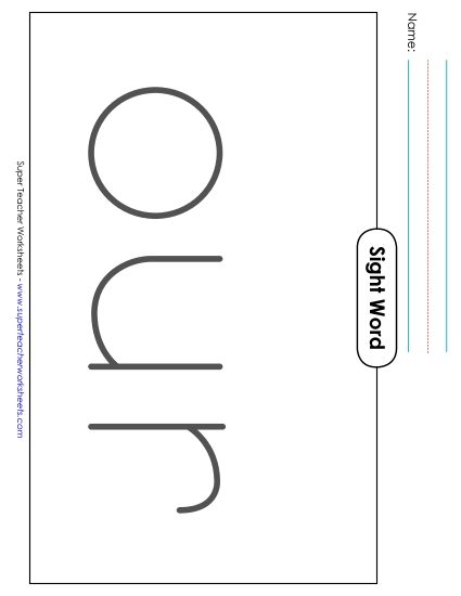 Big Trace: Our (Printable PDF Worksheet)