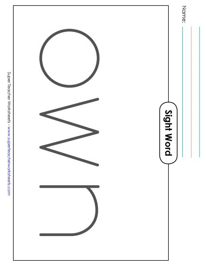 Big Trace: Own (Printable PDF Worksheet)