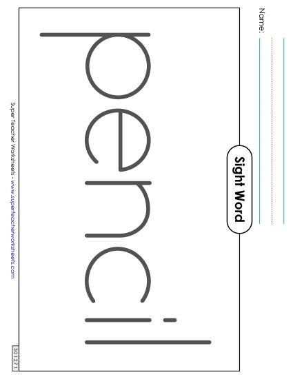 Big Trace: Pencil (Printable PDF Worksheet)