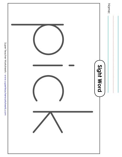 Big Trace: Pick (Printable PDF Worksheet)