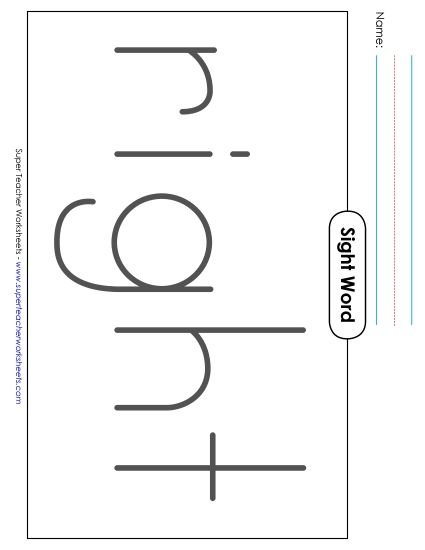 Big Trace: Right (Printable PDF Worksheet)