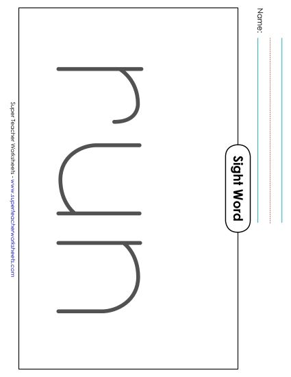 Big Trace: Run (Printable PDF Worksheet)