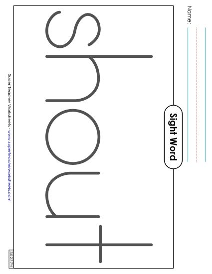 Big Trace: Shout (Printable PDF Worksheet)