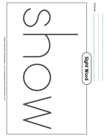 Big Trace: Show (Printable PDF Worksheet)