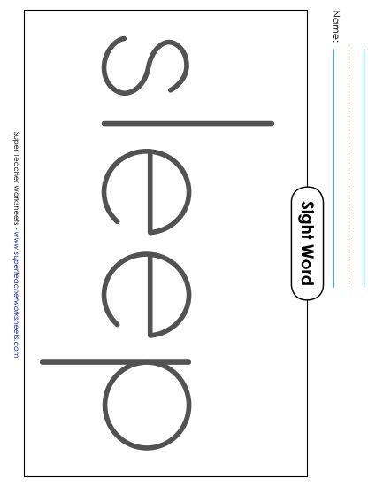 Big Trace: Sleep (Printable PDF Worksheet)