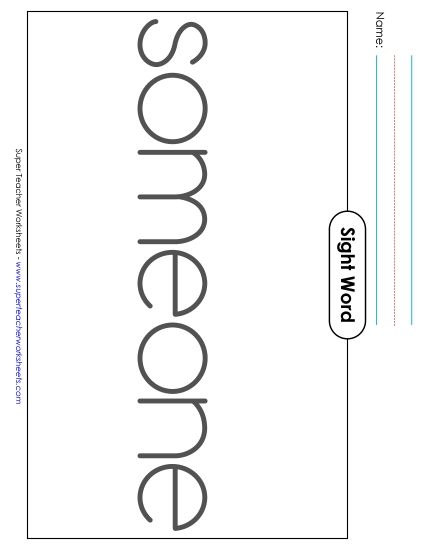 Big Trace: Someone (Printable PDF Worksheet)