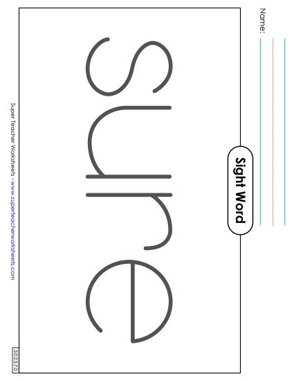 Big Trace: Sure (Printable PDF Worksheet)