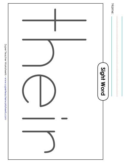 Big Trace: Their (Printable PDF Worksheet)