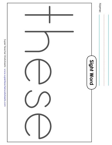 Big Trace: These (Printable PDF Worksheet)