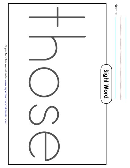 Big Trace: Those (Printable PDF Worksheet)