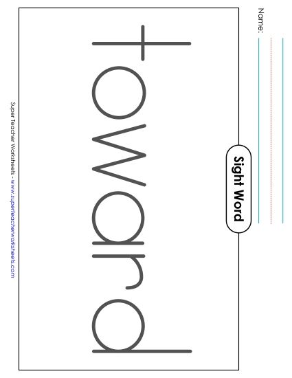 Big Trace: Toward (Printable PDF Worksheet)