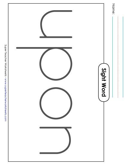 Big Trace: Upon (Printable PDF Worksheet)