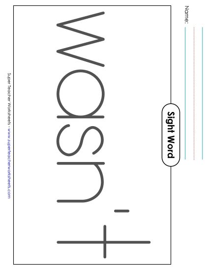 Big Trace: Wasn't (Printable PDF Worksheet)