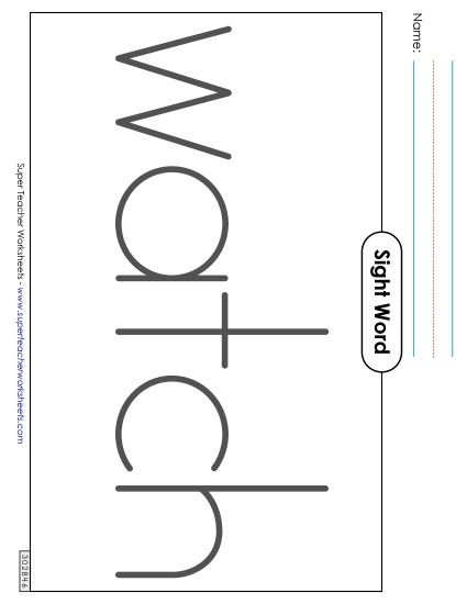 Big Trace: Watch (Printable PDF Worksheet)