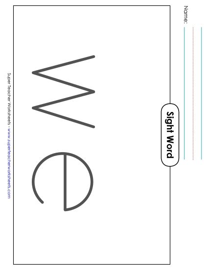 Big Trace: We (Printable PDF Worksheet)