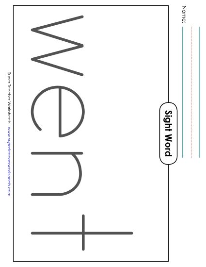 Big Trace: Went (Printable PDF Worksheet)