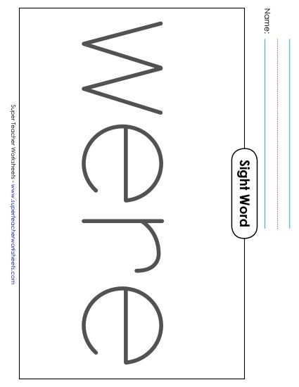 Big Trace: Were (Printable PDF Worksheet)