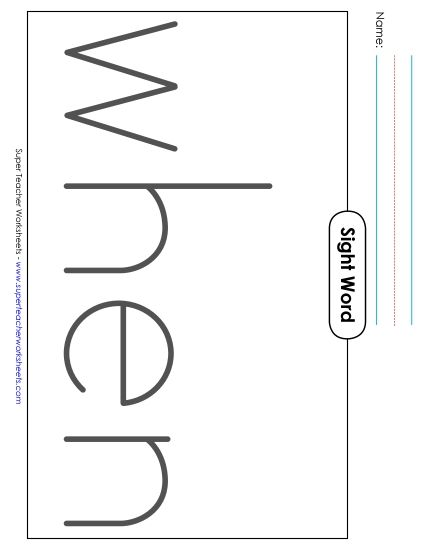 Big Trace: When (Printable PDF Worksheet)