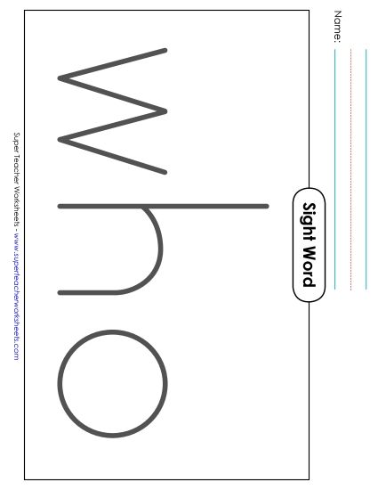 Big Trace: Who (Printable PDF Worksheet)