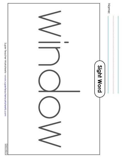 Big Trace: Window (Printable PDF Worksheet)