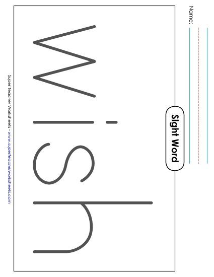 Big Trace: Wish (Printable PDF Worksheet)