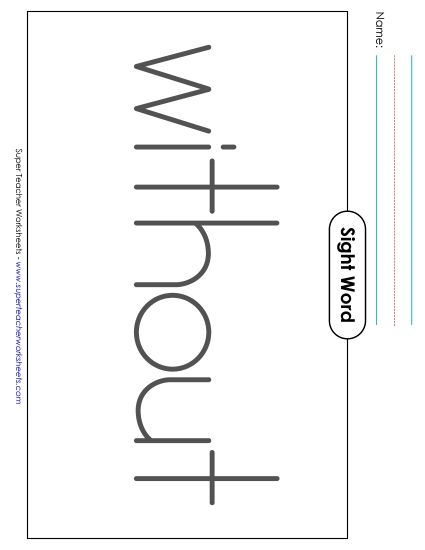 Big Trace: Without (Printable PDF Worksheet)