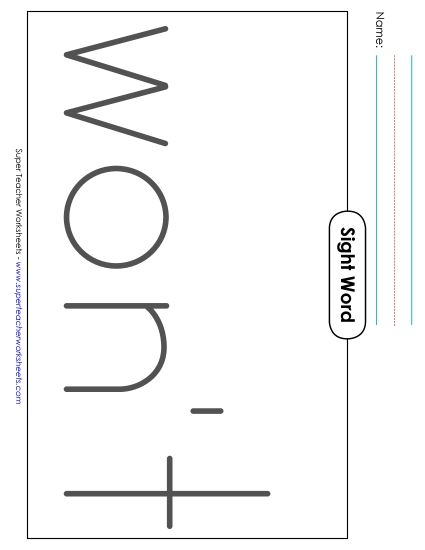 Big Trace: Won't (Printable PDF Worksheet)