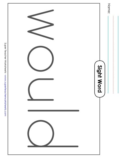 Big Trace: Would (Printable PDF Worksheet)