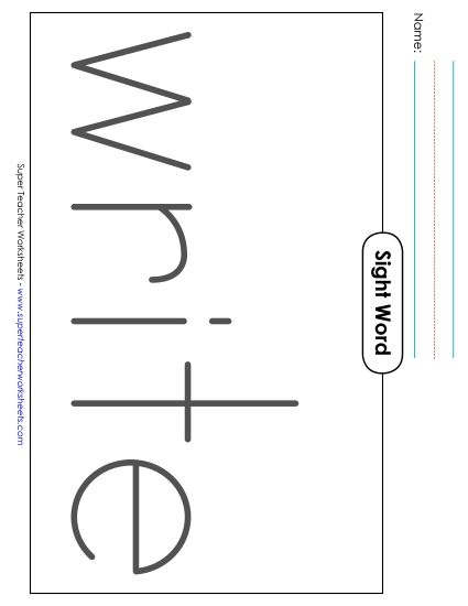 Big Trace: Write (Printable PDF Worksheet)