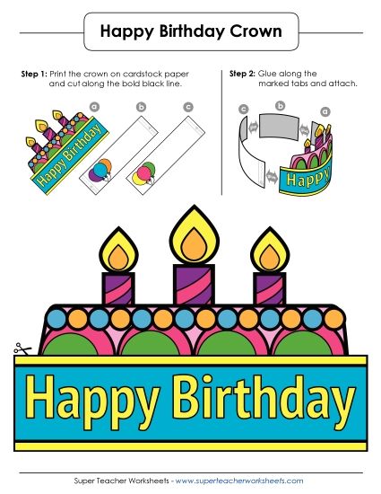 Birthday Crowns - Birthday Crown (Full Color) (Printable PDF Worksheet)