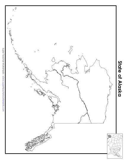 Maps - Blank Alaska Map (No Bordering States) (Printable PDF Worksheet)
