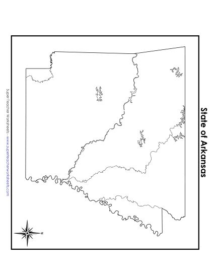 Maps - Blank Arkansas Map (No Bordering States) (Printable PDF Worksheet)